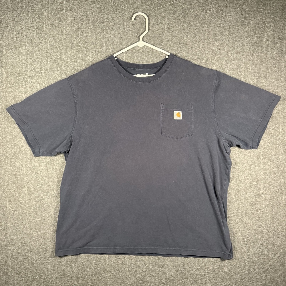 Carhartt Shirt Mens 2XL Blue Loose Fit Pocket Workwear Tee Heavyweight K87